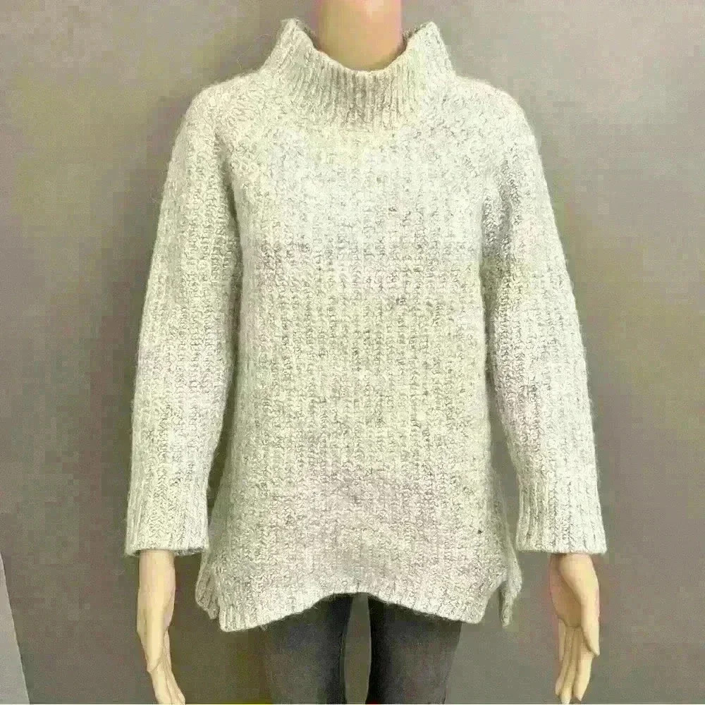 Cotelac  Alpaca Wool Oversized Minimalist Grey Turtle Neck Chunky Sweater